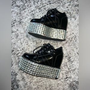 Fashion Nova Disco Platform Black Sneakers Size 7